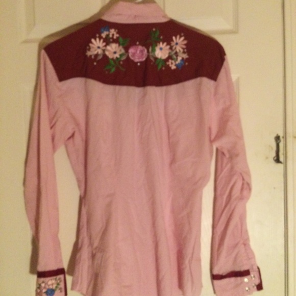 Vintage Ely’s Country Charmers sz L embroidered pink button up shirt - Picture 5 of 9